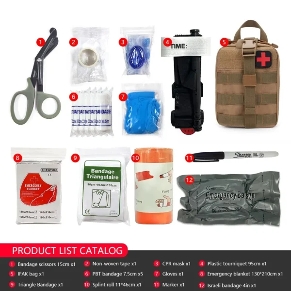 IFAK Molle's Tactical Military First Aid Kit With Equipment and Medical Supplies