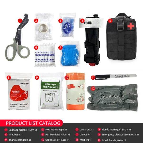 IFAK Molle's Tactical Military First Aid Kit With Equipment and Medical Supplies
