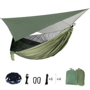 LEAFTOUR's Mosquito Net Nylon Hammock with Rain Fly Canopy Tarp