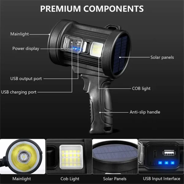 LED Rechargeable Spotlight 6000mAh Battery