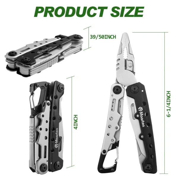MAARTEN'S Multitool, 11 in 1 Hard Stainless Steel