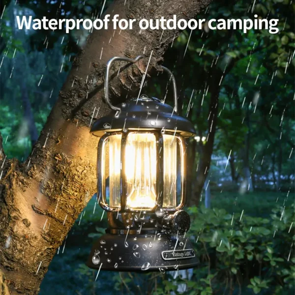 Outdoor Camping Lantern Portable USB Rechargeable Lamp Retro LED Light For Emergency Fishing Hiking Tent Nightlight Waterproof - Image 2