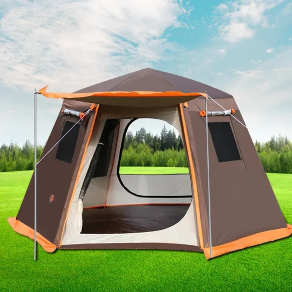 Outdoor Tent for 2-4 People Double-Layer Hexagonal Tent