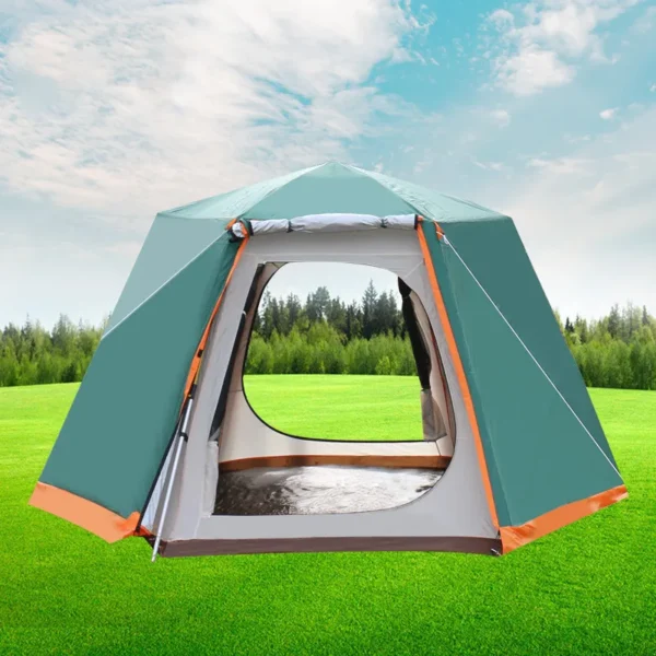 Outdoor Tent for 2-4 People Double-Layer Hexagonal Tent