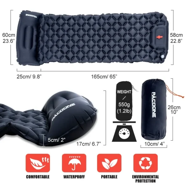 PACOONE's Inflatable Mattress Sleeping Pad With Pillows