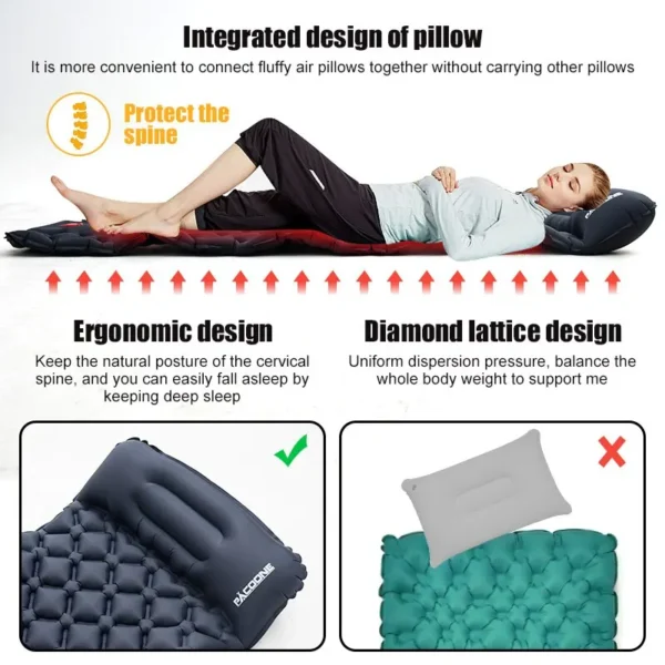 PACOONE's Inflatable Mattress Sleeping Pad With Pillows