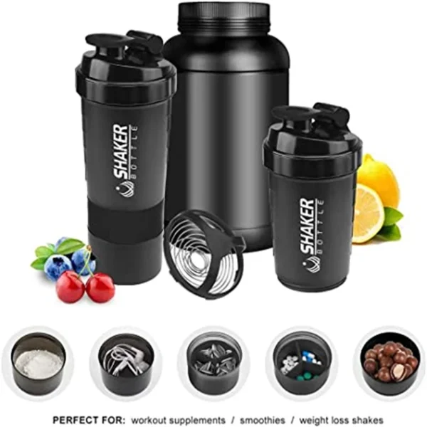 Protein Shaker Cup with Powder Storage Containe