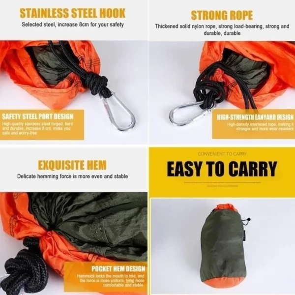 Single Person Portable Camping Hammock Parachute Fabric