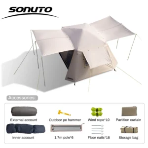 Sonuto's 3-6 Person Two Room Two Halls Ridge Tent