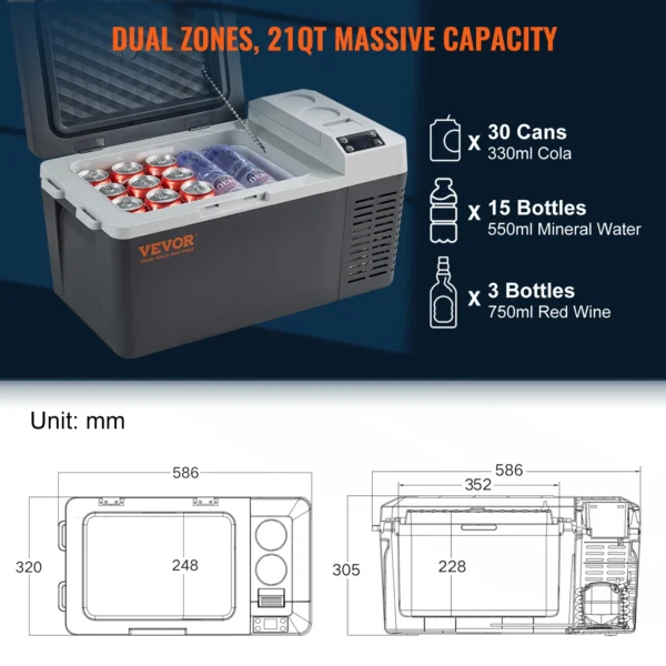 VEVOR's 20L Portable Car Refrigerator
