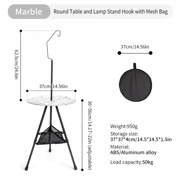 WESTTUNE's Camping Round Table with Light Stand