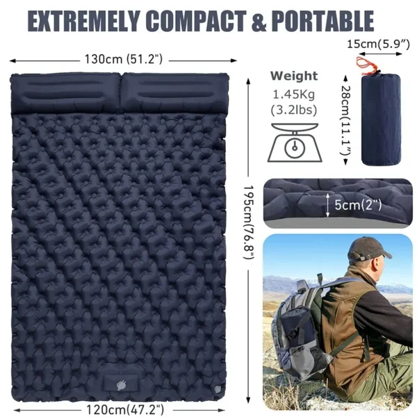 WESTTUNE's Double Inflatable Mattress with Built-in Pillow
