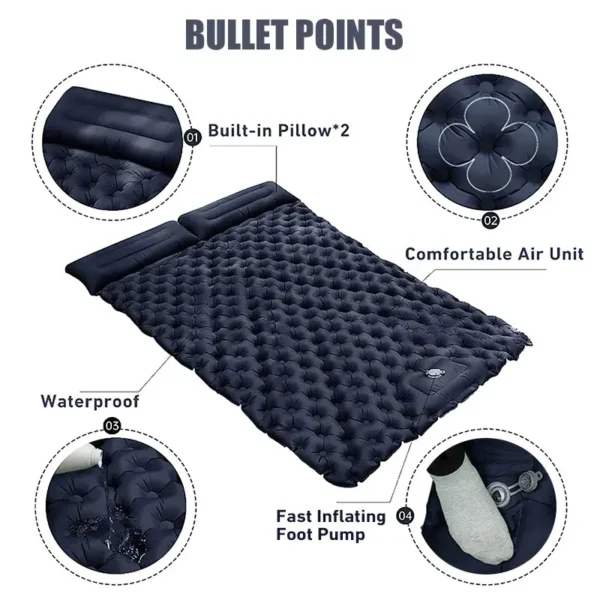 WESTTUNE's Double Inflatable Mattress with Built-in Pillow