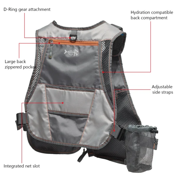 BASSDASH's FV07 Fly Fishing Vest Adjustable Size with Detachable Water Bottle Holder - Image 4