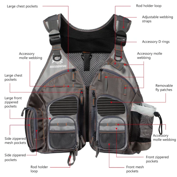 BASSDASH's  Fishing Vest Adjustable