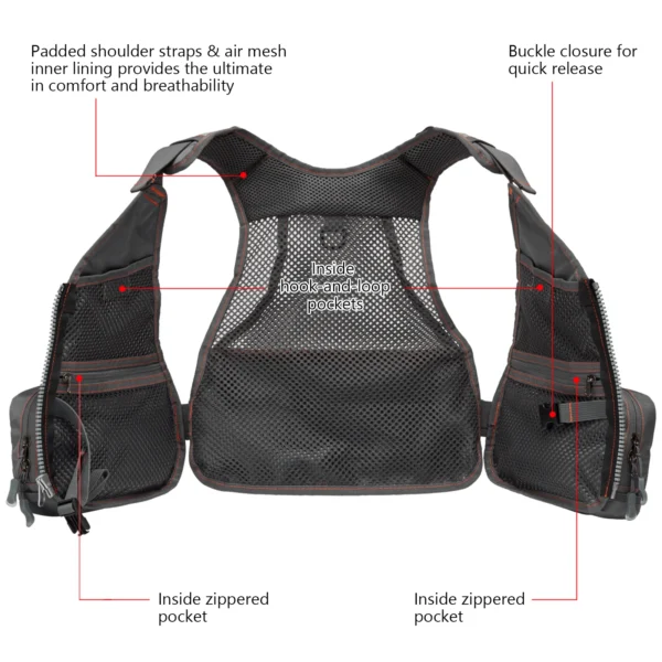 BASSDASH's FV09 Fly Fishing Vest for Youths Kids Adjustable Size with Multiple Pockets