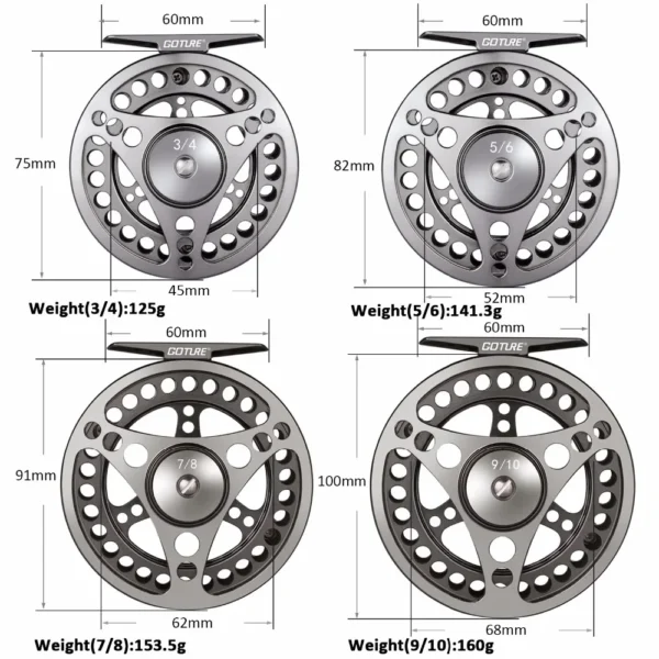 GOTURE's  Fly Fishing Reel 3/4 5/6 7/8 9/10 2+1BB Max Drag 8kg