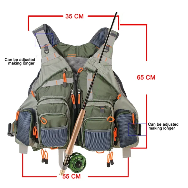 KYLEBOOKER's Fly Fishing Vest Adjustable Size Multiple Pockets