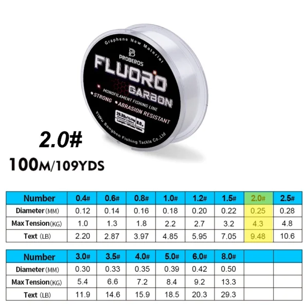 PROBEROS' 100M Fluorocarbon Coating Fishing Sinking Line