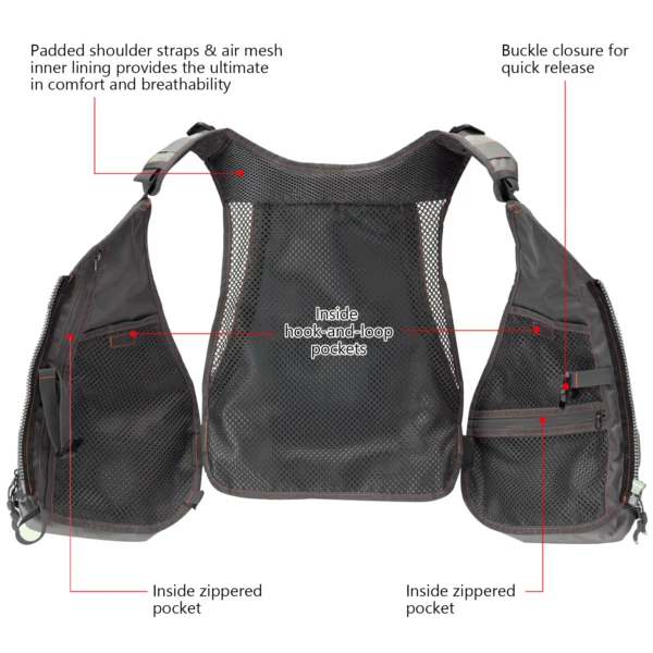 BASSDASH's FV07 Fly Fishing Vest Adjustable Size with Detachable Water Bottle Holder - Image 5