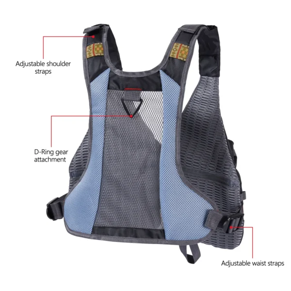 BASSDASH's Fly Fishing Vest with Pockets Adjustable Size - Image 5