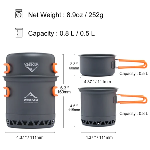WildSea Camping 1.3L 2.3L Cookware - Image 2