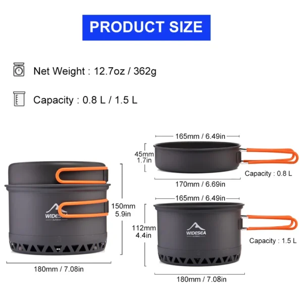 WildSea Camping 1.3L 2.3L Cookware - Image 3