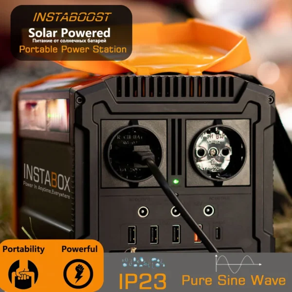 Instabox Portable Power Station IP23 AC 600W Solar Generator LiFePO4 Battery, - Image 2