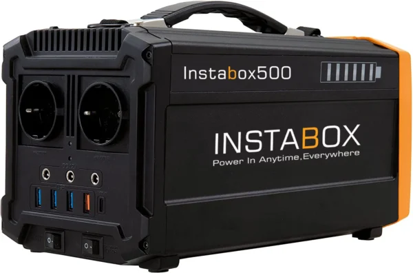 Instabox Portable Power Station IP23 AC 600W Solar Generator LiFePO4 Battery,