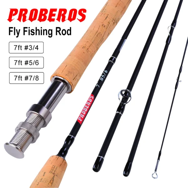 PROBEROS Fly Fishing Rod 7FT/9FT 2.1M/2.7M 4 Section Line wt  7/8 Soft Cork