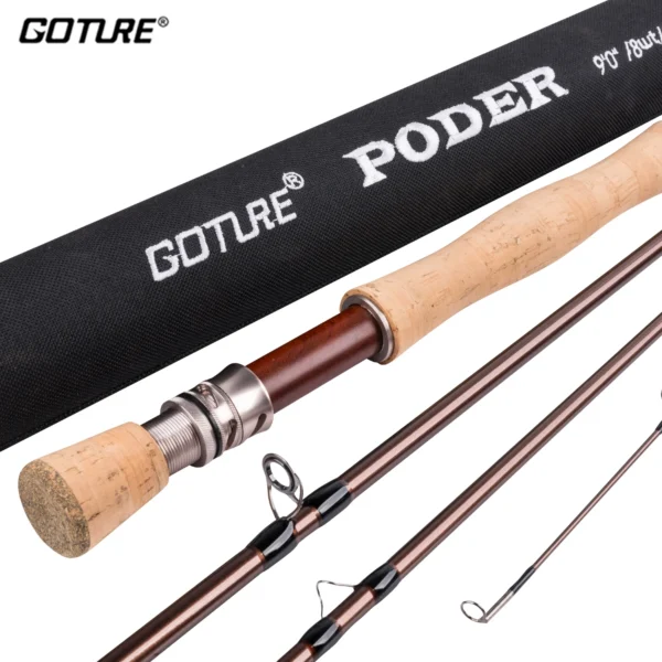 Goture PODER Fly Rod for Trout Bass 2.7M/9FT 4 Sections 4/5/7/8WT Fly Fishing Rod with Tube