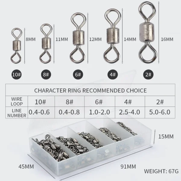 LUSHANER  200pcs/lot All Size Swivel for Fishing