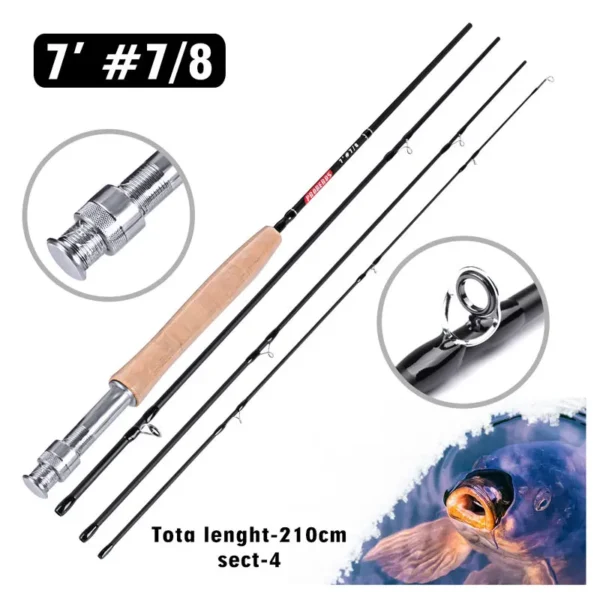 PROBEROS Fly Fishing Rod 7FT/9FT 2.1M/2.7M 4 Section Line wt  7/8 Soft Cork
