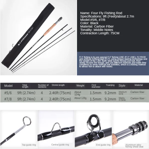Hewolf's  9ft 2.74m 4/5 5/6 6/7 7/8 Carbon Fiber Fly Rods and Fly Fishing Reel Combo kit - Image 5