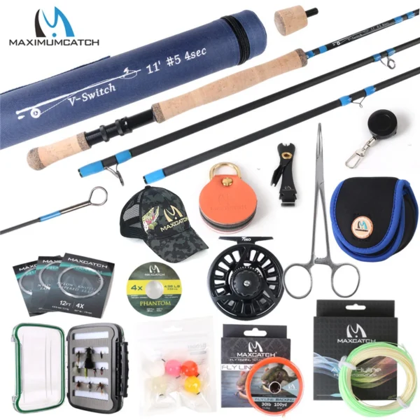Maximumcatch 4-8WT Switch Fly Fishing Rod Full Kit 10-11FT Moderate Fast Action