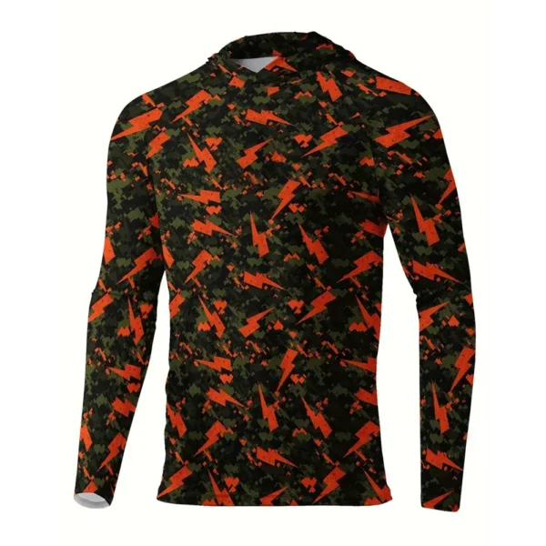 Men Sun Protection Hooded Fishing T-shirts UPF 50+ Long Sleeve - Image 7