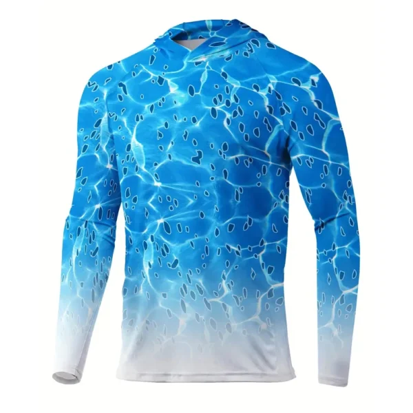 Men Sun Protection Hooded Fishing T-shirts UPF 50+ Long Sleeve - Image 18