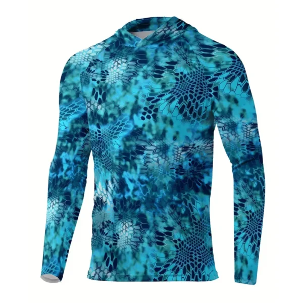 Men Sun Protection Hooded Fishing T-shirts UPF 50+ Long Sleeve - Image 16