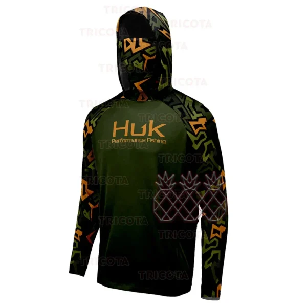 HUK UPF 50+ Long Sleeve Fishing Hoodie Face Cover - Image 5