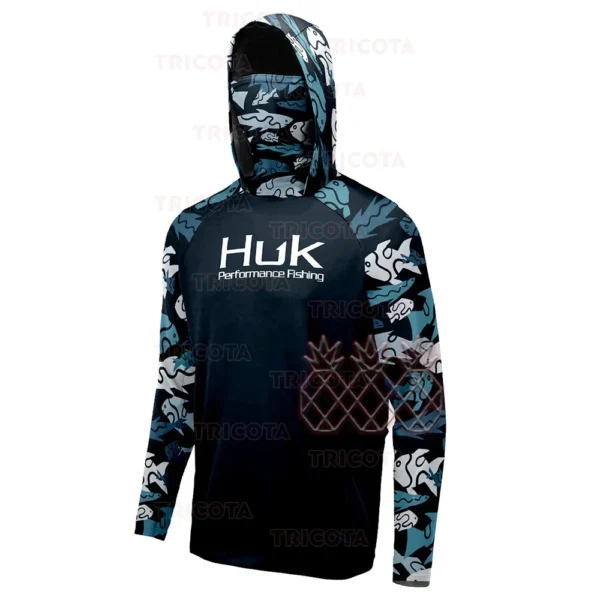 HUK UPF 50+ Long Sleeve Fishing Hoodie Face Cover