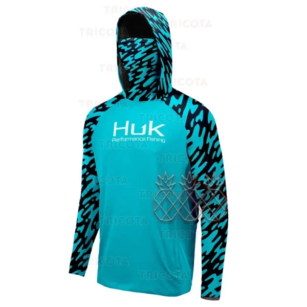 HUK UPF 50+ Long Sleeve Fishing Hoodie Face Cover - Image 4