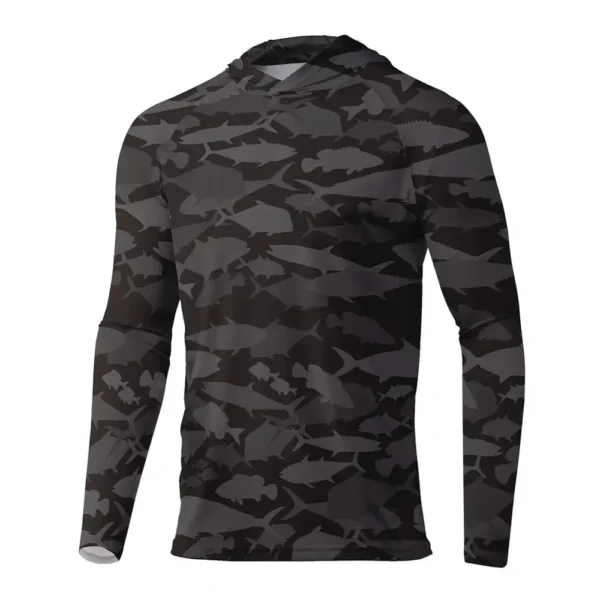 Men Sun Protection Hooded Fishing T-shirts UPF 50+ Long Sleeve - Image 2