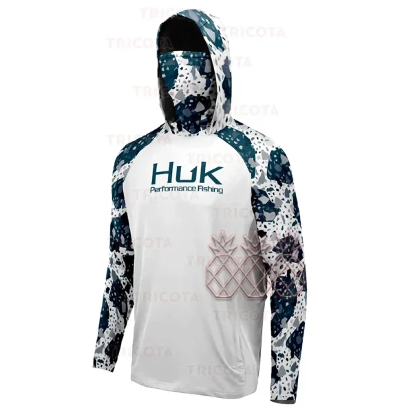 HUK UPF 50+ Long Sleeve Fishing Hoodie Face Cover - Image 6