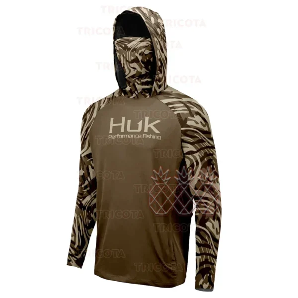 HUK UPF 50+ Long Sleeve Fishing Hoodie Face Cover - Image 7