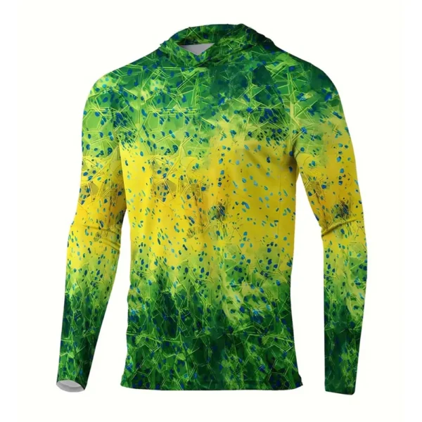 Men Sun Protection Hooded Fishing T-shirts UPF 50+ Long Sleeve - Image 13