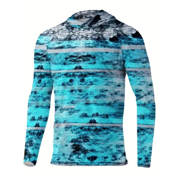 Men Sun Protection Hooded Fishing T-shirts UPF 50+ Long Sleeve - Image 8