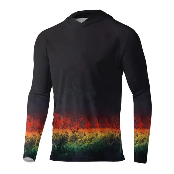 Men Sun Protection Hooded Fishing T-shirts UPF 50+ Long Sleeve - Image 23