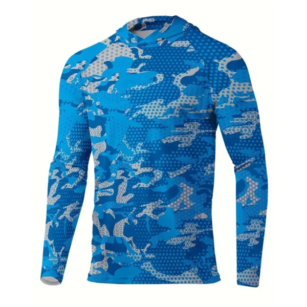 Men Sun Protection Hooded Fishing T-shirts UPF 50+ Long Sleeve - Image 12