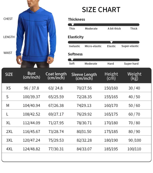 Men Sun Protection Hooded Fishing T-shirts UPF 50+ Long Sleeve - Image 6
