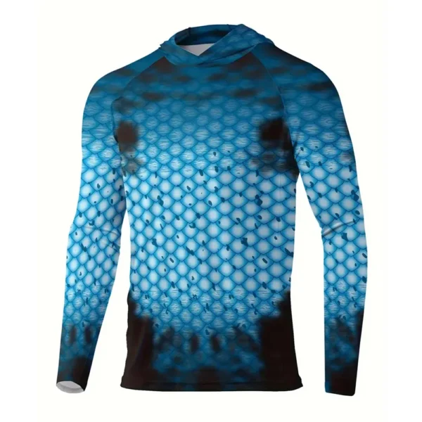 Men Sun Protection Hooded Fishing T-shirts UPF 50+ Long Sleeve - Image 17